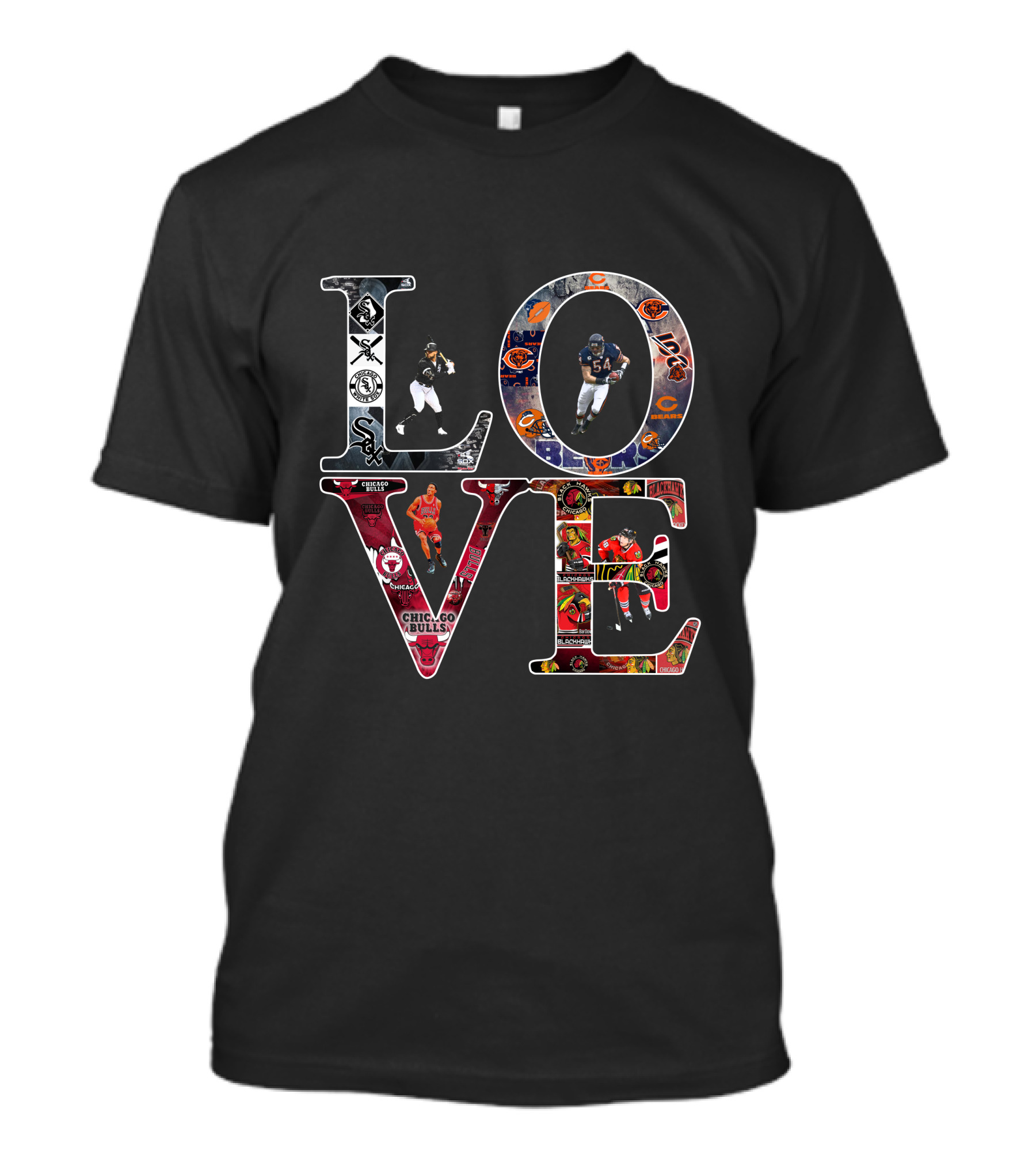 Love Chicago Bears Bulls Blackhawks T-Shirt