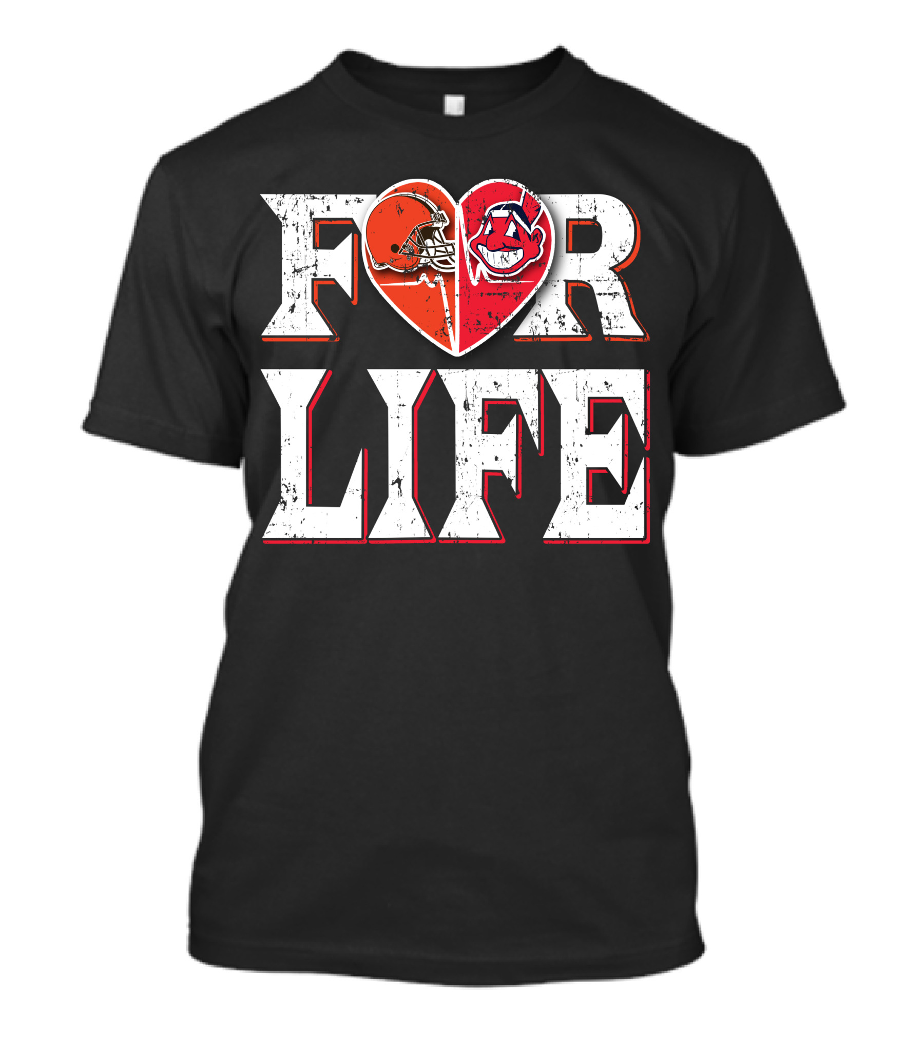 For Life Browns Indians Heart T-Shirt