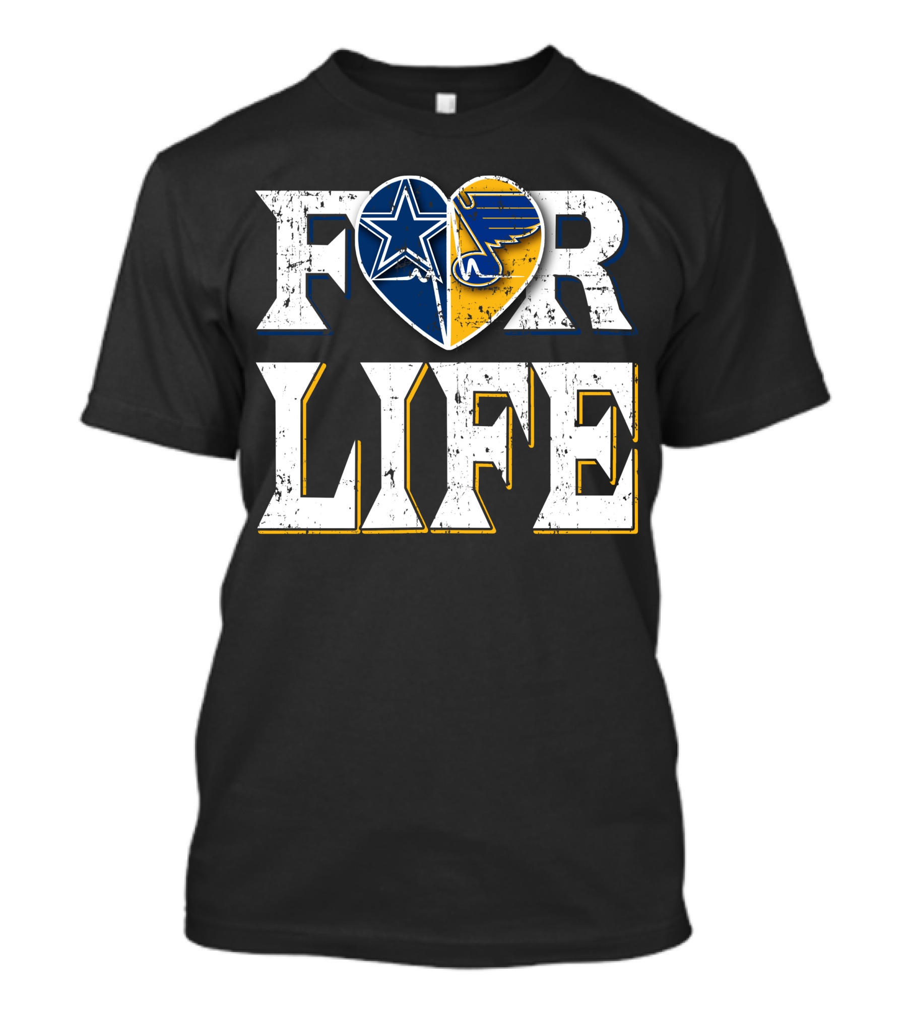 For Life Cowboys Blues Heart Star T-Shirt