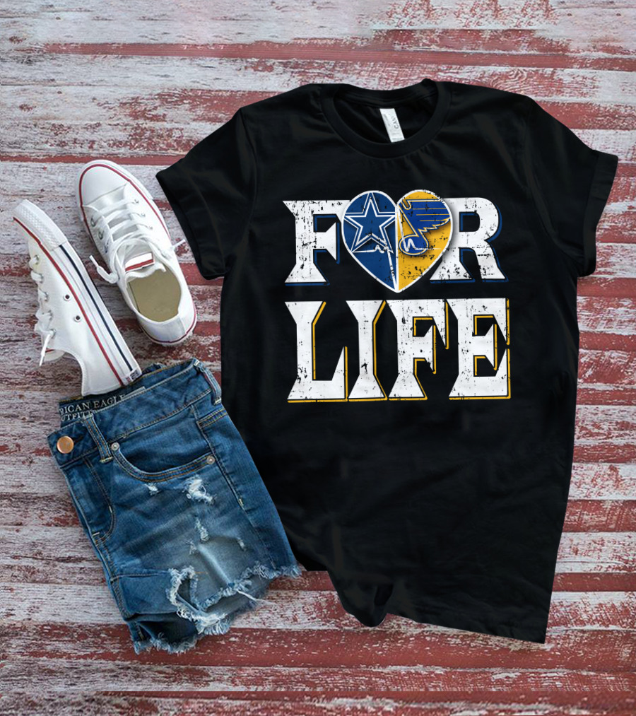 For Life Cowboys Blues Heart Star T-Shirt