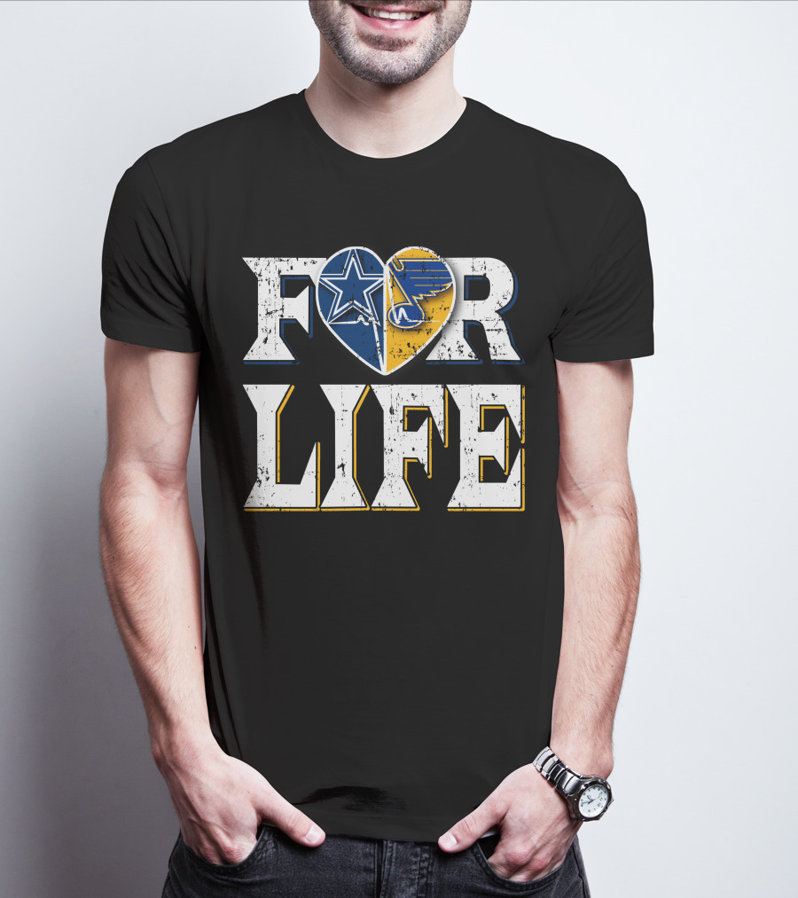 For Life Cowboys Blues Heart Star T-Shirt