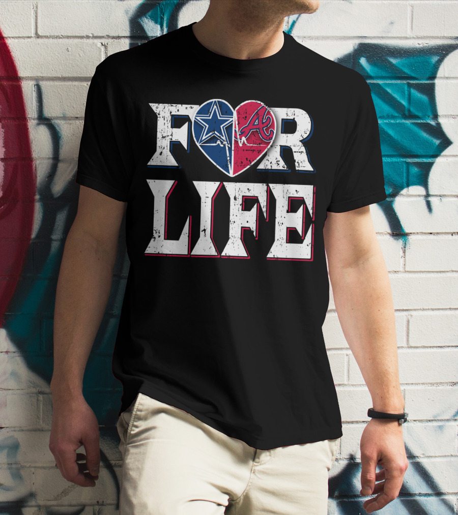For Life Cowboys Braves Heart Logos T-Shirt