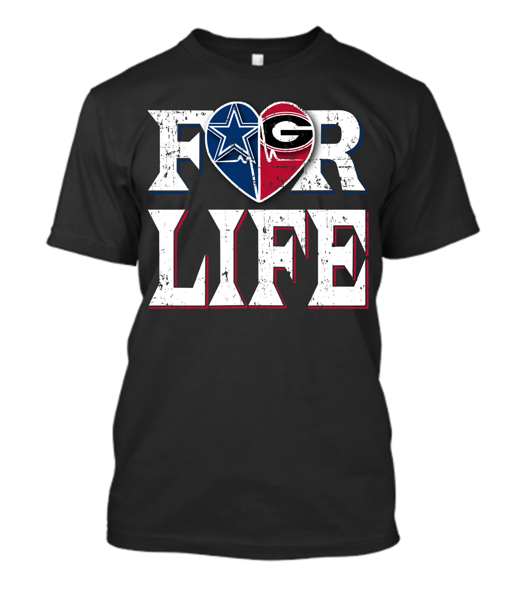 For Life Cowboys Georgia Bulldogs Heart Split T-Shirt