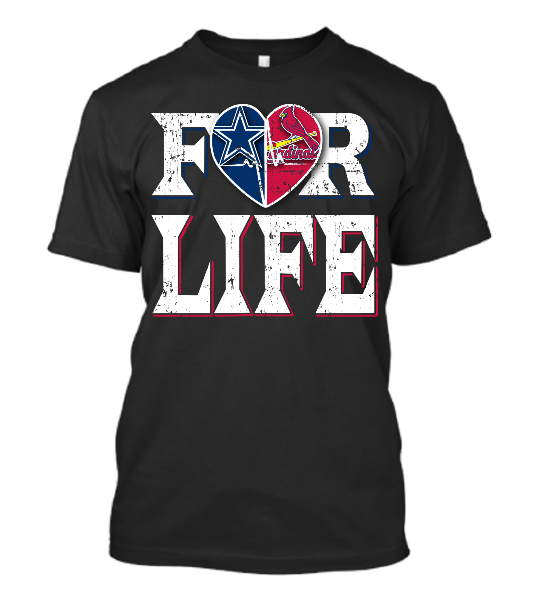 For Life Dallas Cowboys Arizona Cardinals Heart T-Shirt