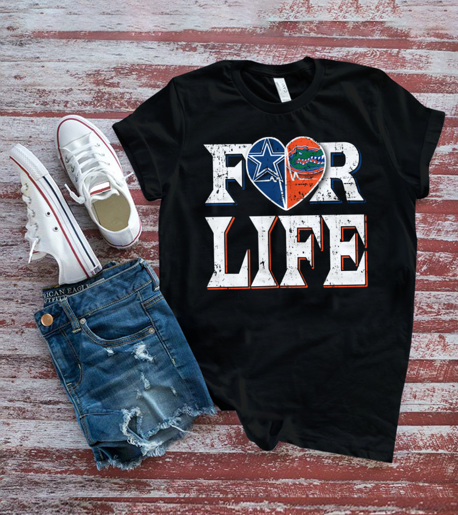 For Life Cowboys Gators Heart T-Shirt