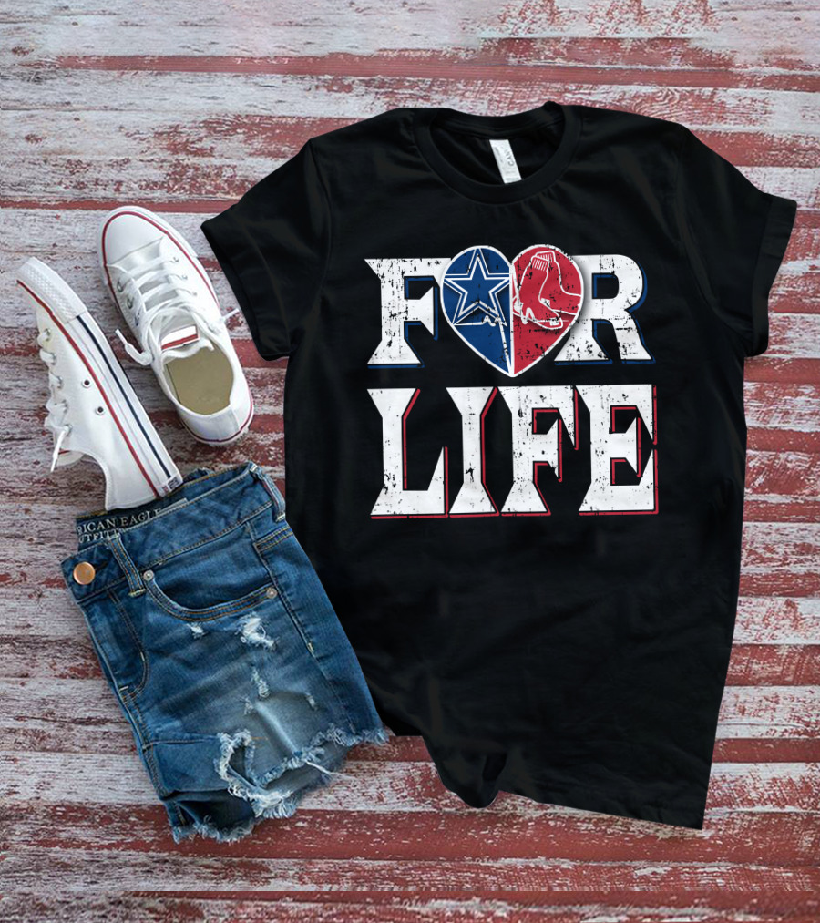 FOR LIFE COWBOYS RED SOX HEART T-Shirt