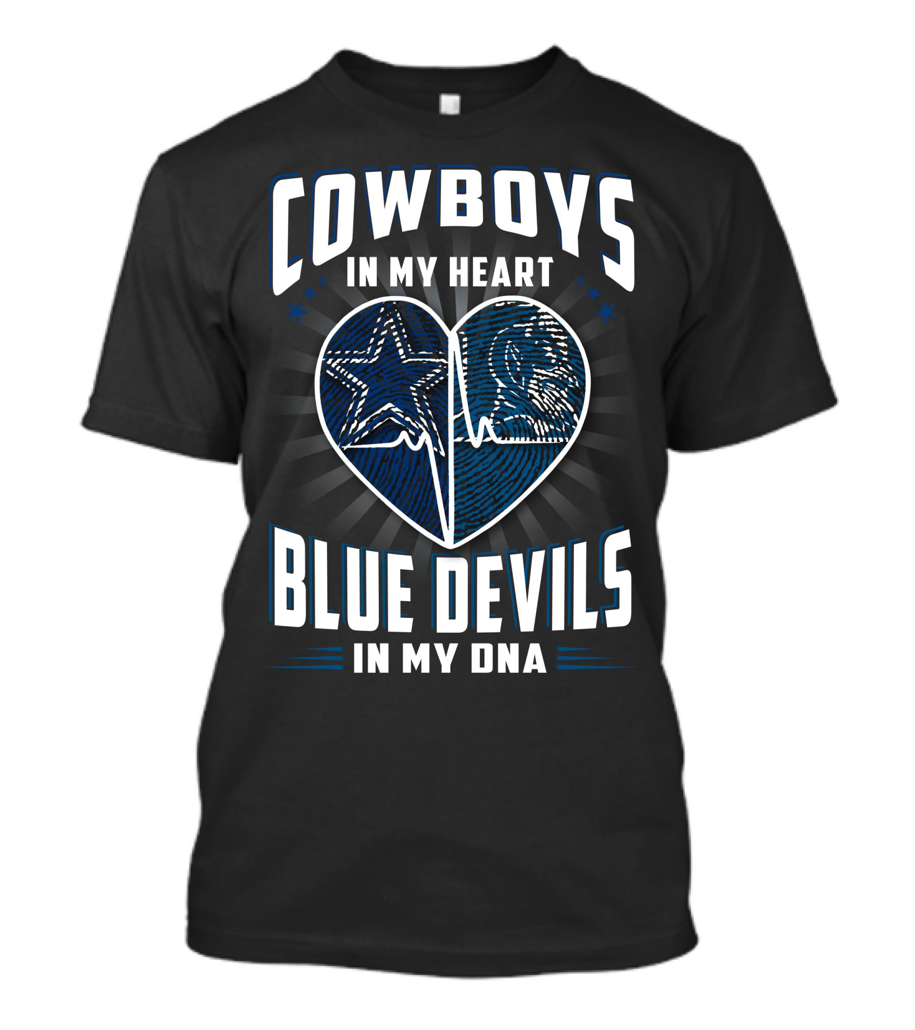 COWBOYS IN MY HEART BLUE DEVILS IN MY DNA T-Shirt