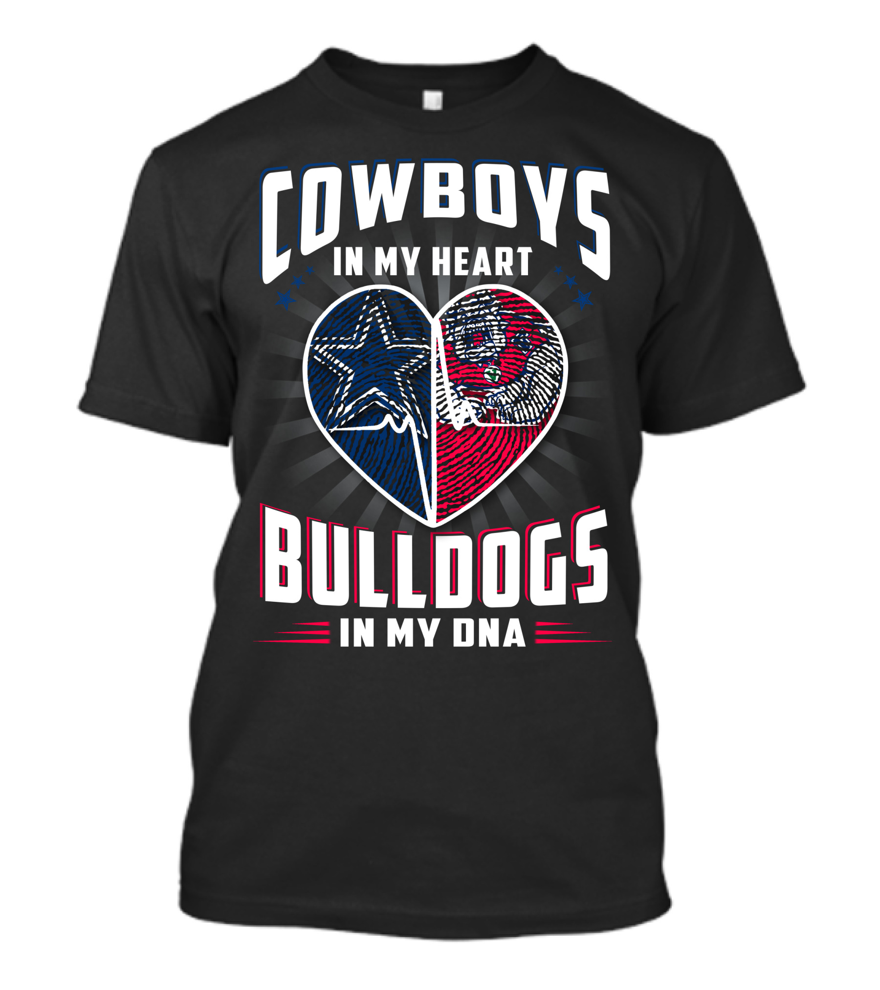 COWBOYS IN MY HEART BULLDOGS IN MY DNA T-Shirt
