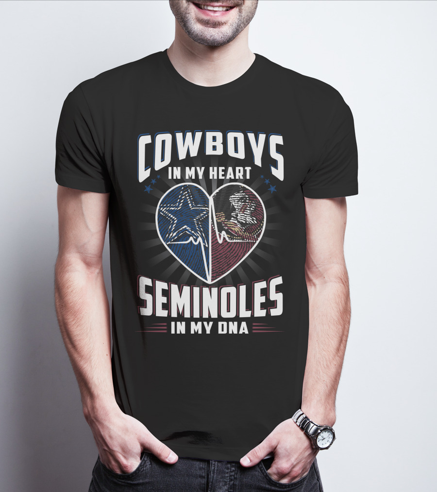Cowboys In My Heart Seminoles In My Dna T-Shirt