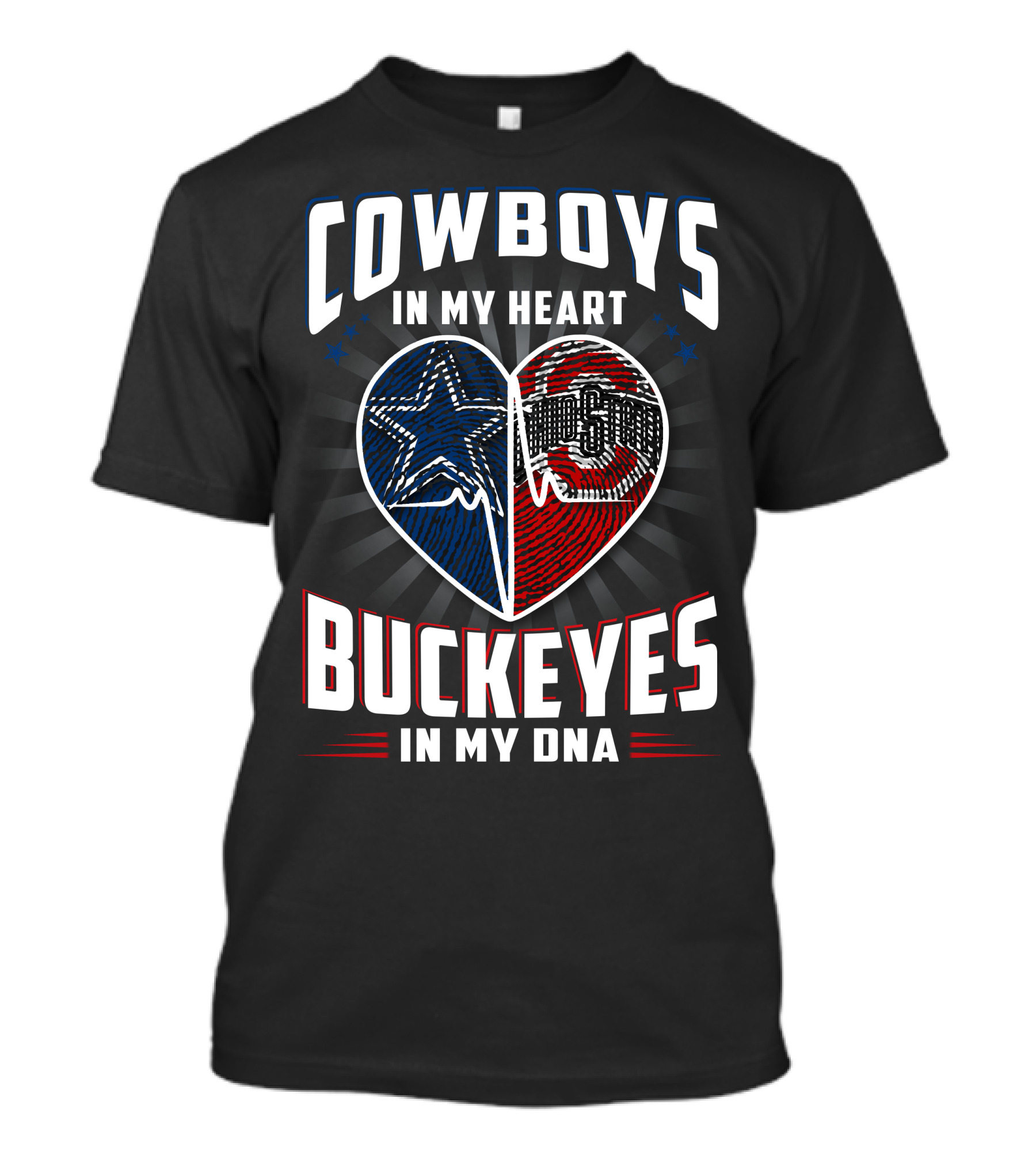 COWBOYS IN MY HEART BUCKEYES IN MY DNA T-Shirt