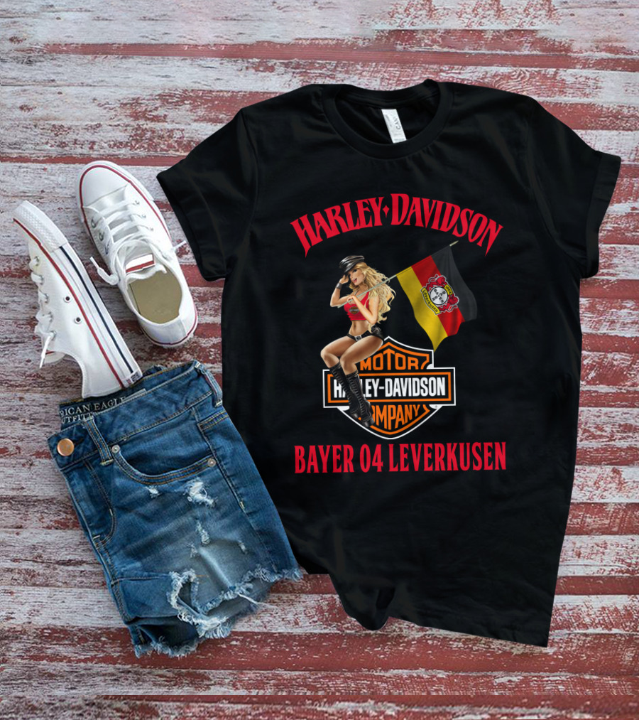 Harley Davidson Bayer 04 Leverkusen Motor Company Flag T-Shirt