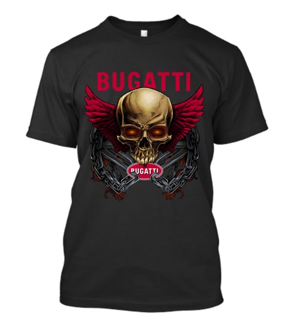 Bugatti Skull With Wings And Chains T-Shirt