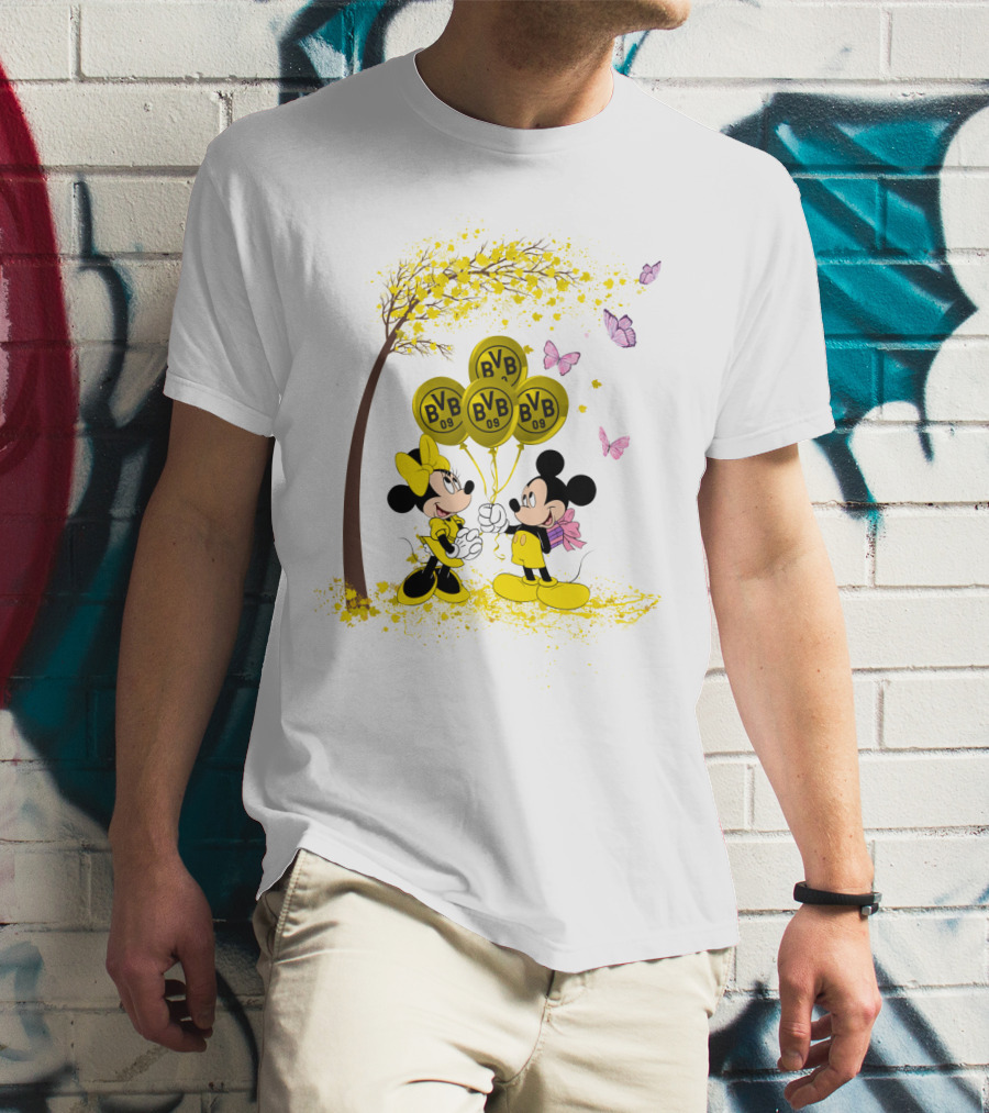 Borussia Dortmund BVB 09 Mickey And Minnie Balloons Bundesliga T-Shirt
