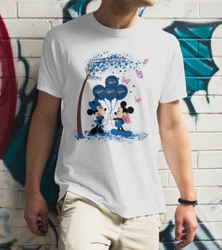 Hertha BSC Mickey And Minnie Tree Balloons Butterfly Scene T-Shirt
