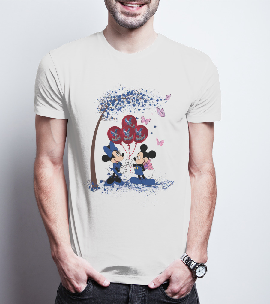 DH 29 Premier League Crystal Palace Mickey Minnie Balloons Butterflies T-Shirt