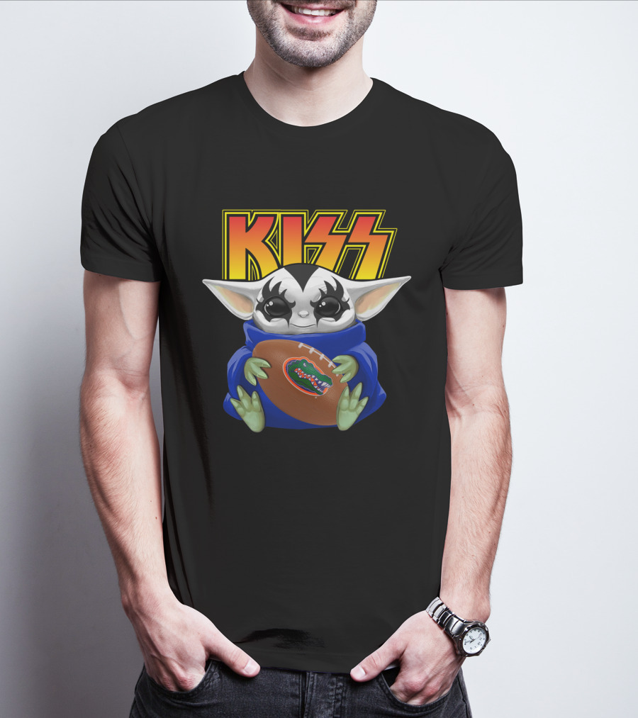 KISS Baby Yoda Holding Florida Gators Football T-Shirt