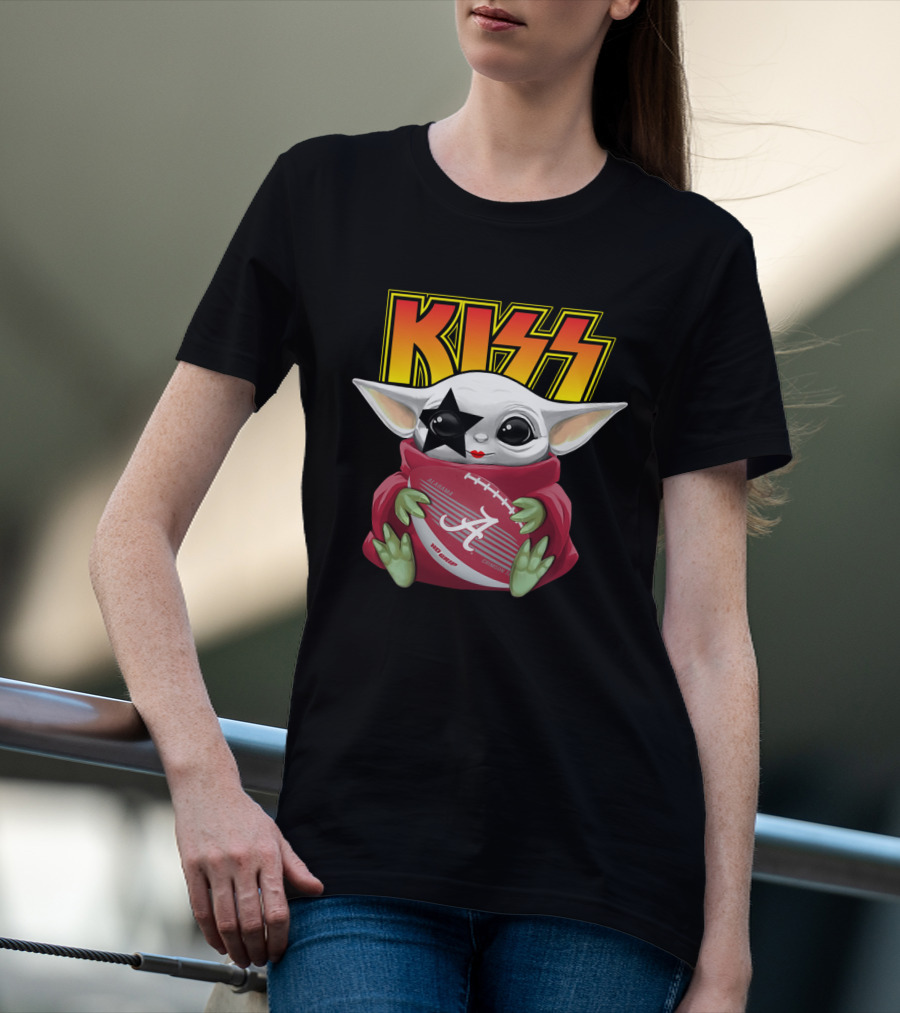 KISS Paul Stanley Baby Yoda Alabama Crimson Tide Football T-Shirt