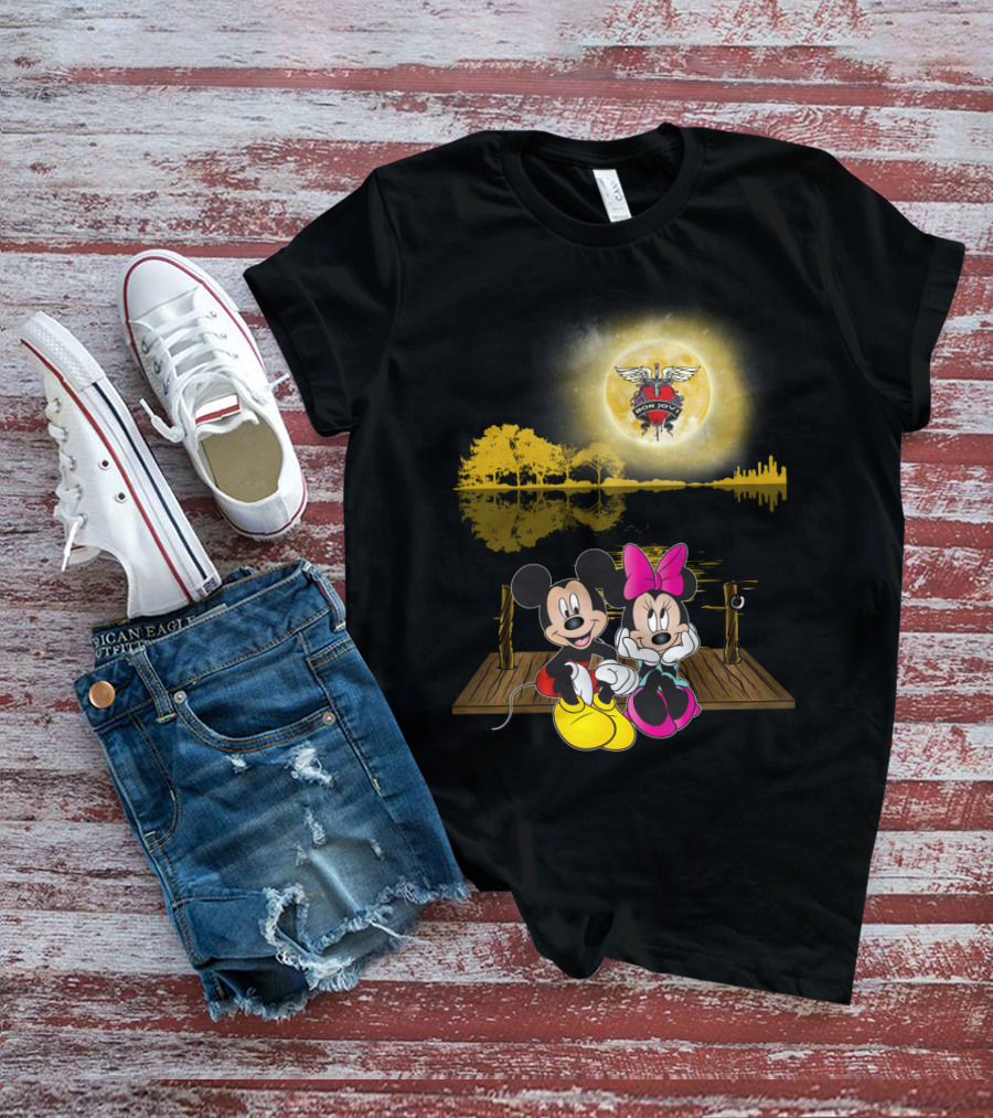 Mickey Minnie Romantic Moonlit Bon Jovi Dock Scene T-Shirt