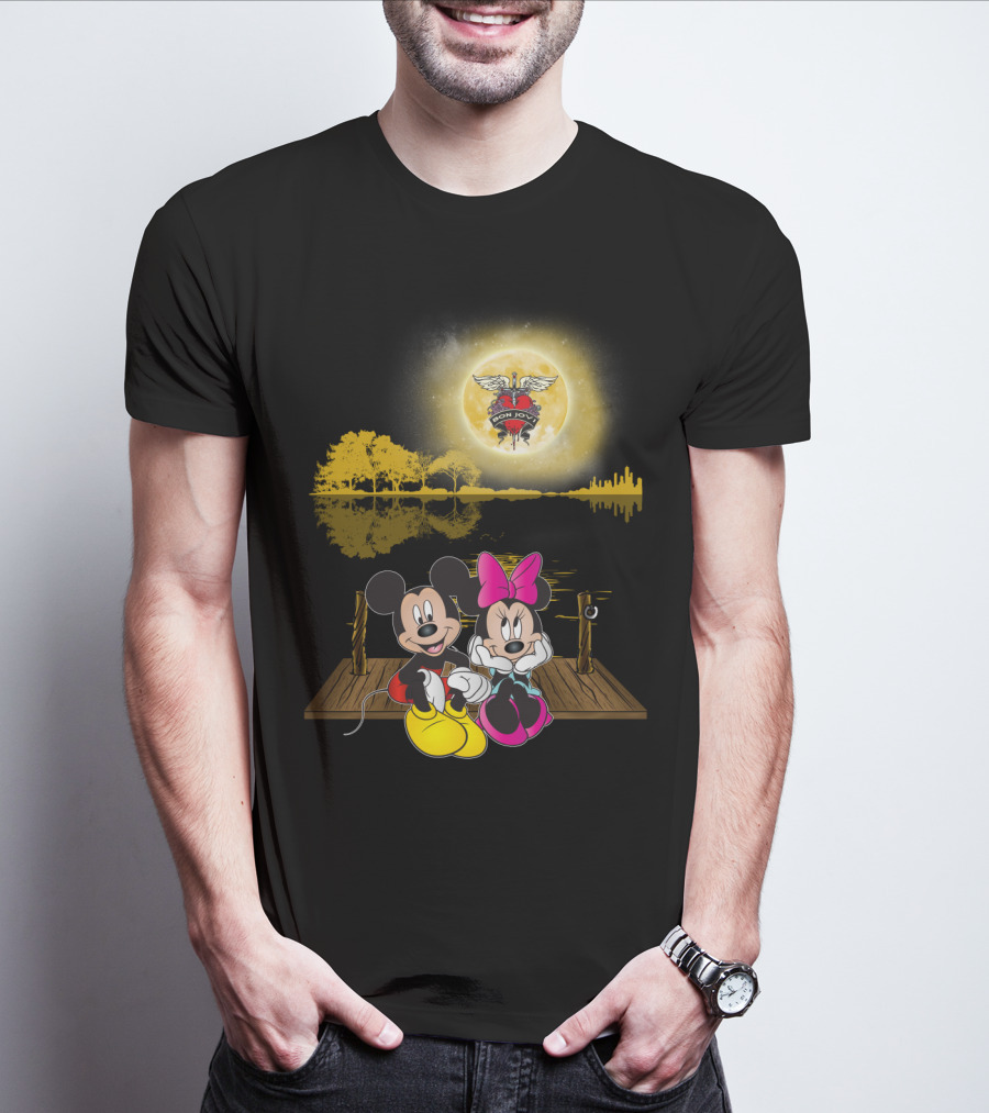 Mickey Minnie Romantic Moonlit Bon Jovi Dock Scene T-Shirt