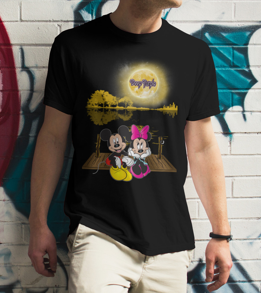 Deep Purple Moonlight Mickey And Minnie Reflection T-Shirt