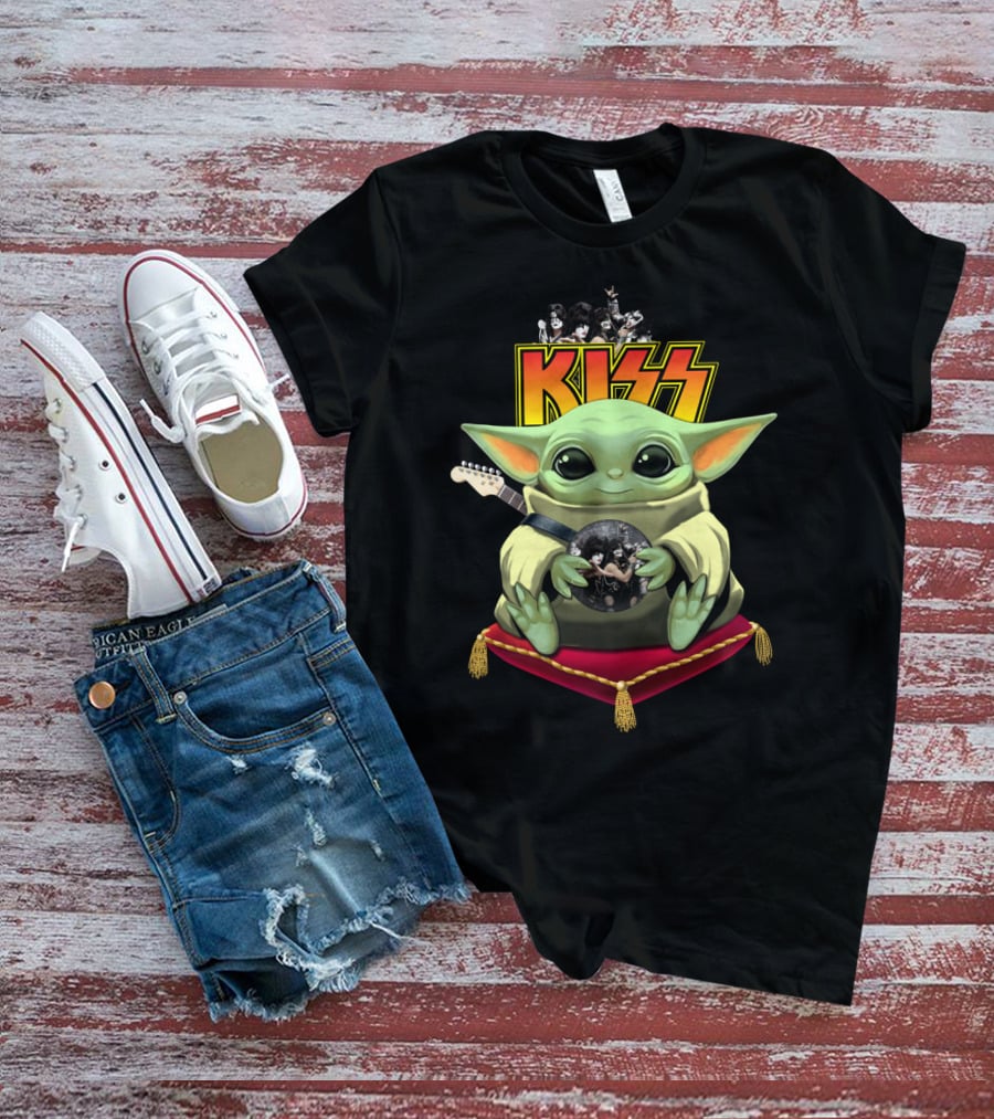 Kiss DH 35 Baby Yoda With Guitar And Band Members T-Shirt