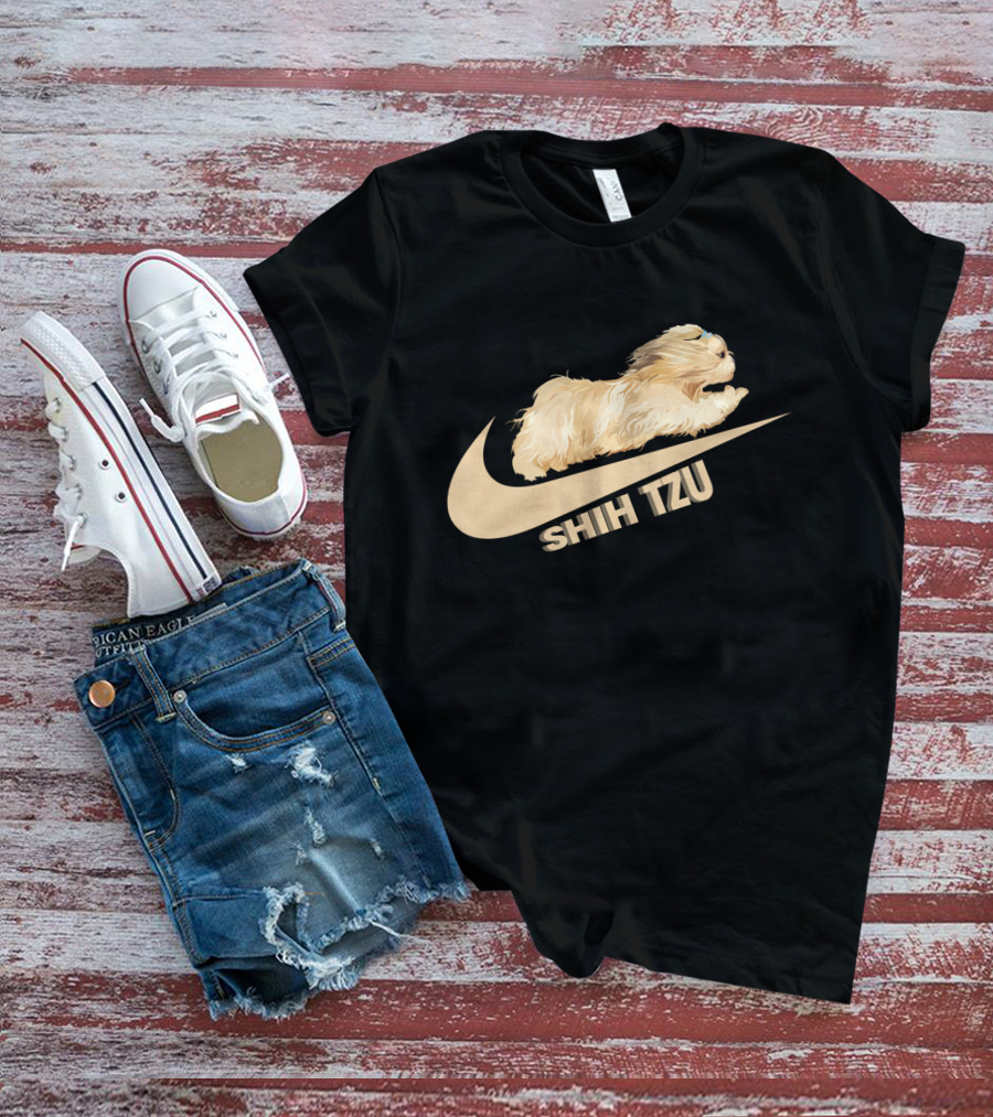 Shih Tzus Nike Swoosh Logo Dog Running T-Shirt