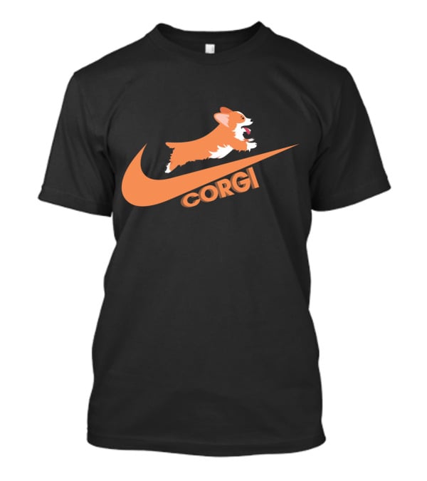 Corgi Jumping Nike Swoosh T-Shirt