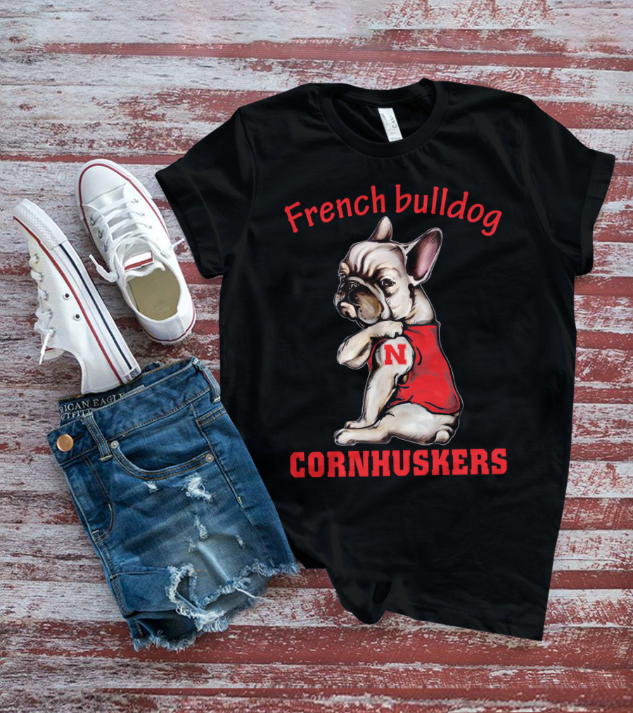 French Bulldog Cornhuskers N Nebraska T-Shirt