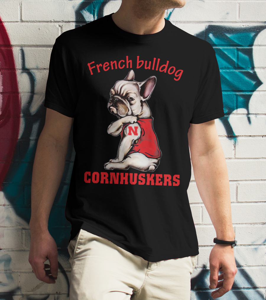 French Bulldog Cornhuskers N Nebraska T-Shirt