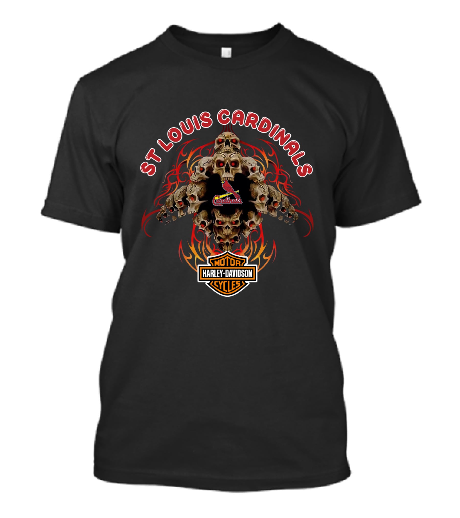 St Louis Cardinals Harley Davidson Skulls Motorcycle T-Shirt