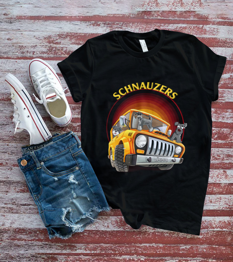 Schnauzers Jeep Adventure In Orange Cruiser T-Shirt