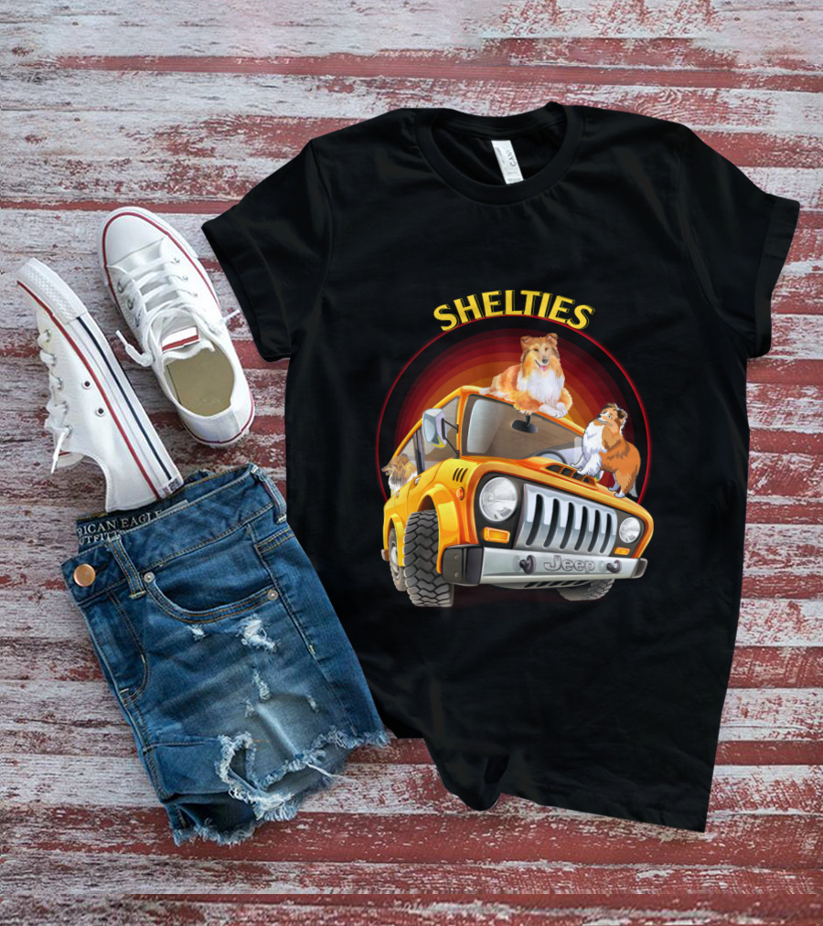 Shelties On Jeep Adventure Dh T-Shirt
