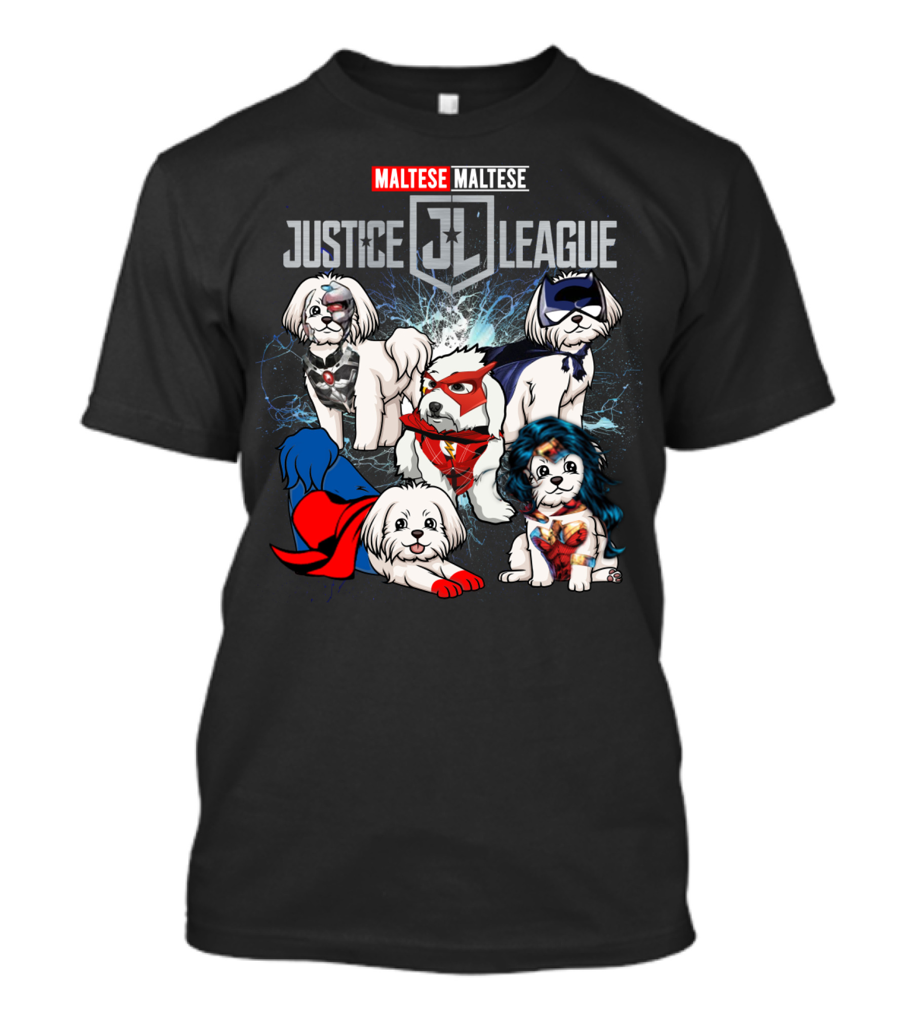 Justice League Maltese Jl Superhero Dogs T-Shirt