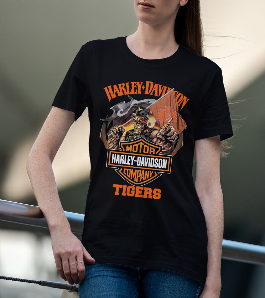 Harley Davidson Motor Company Clemson Tigers Skeleton T-Shirt