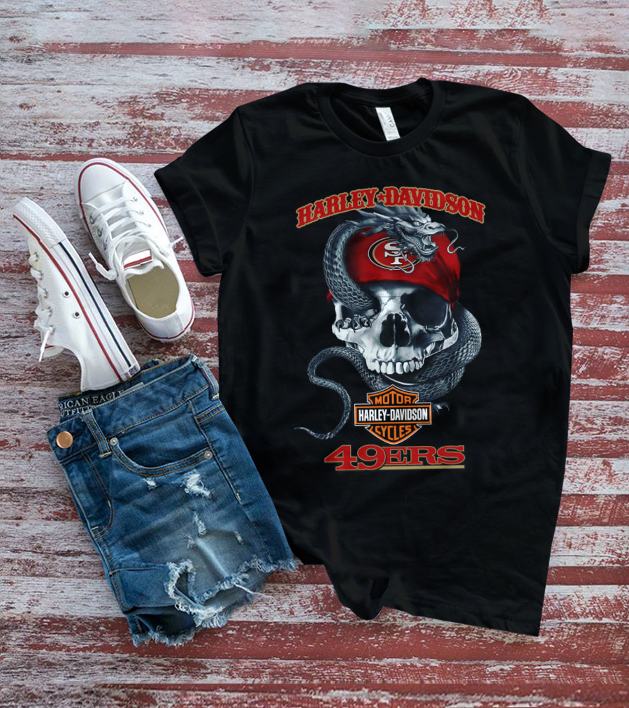 Harley Davidson San Francisco 49ers Sf Skull Snake T-Shirt