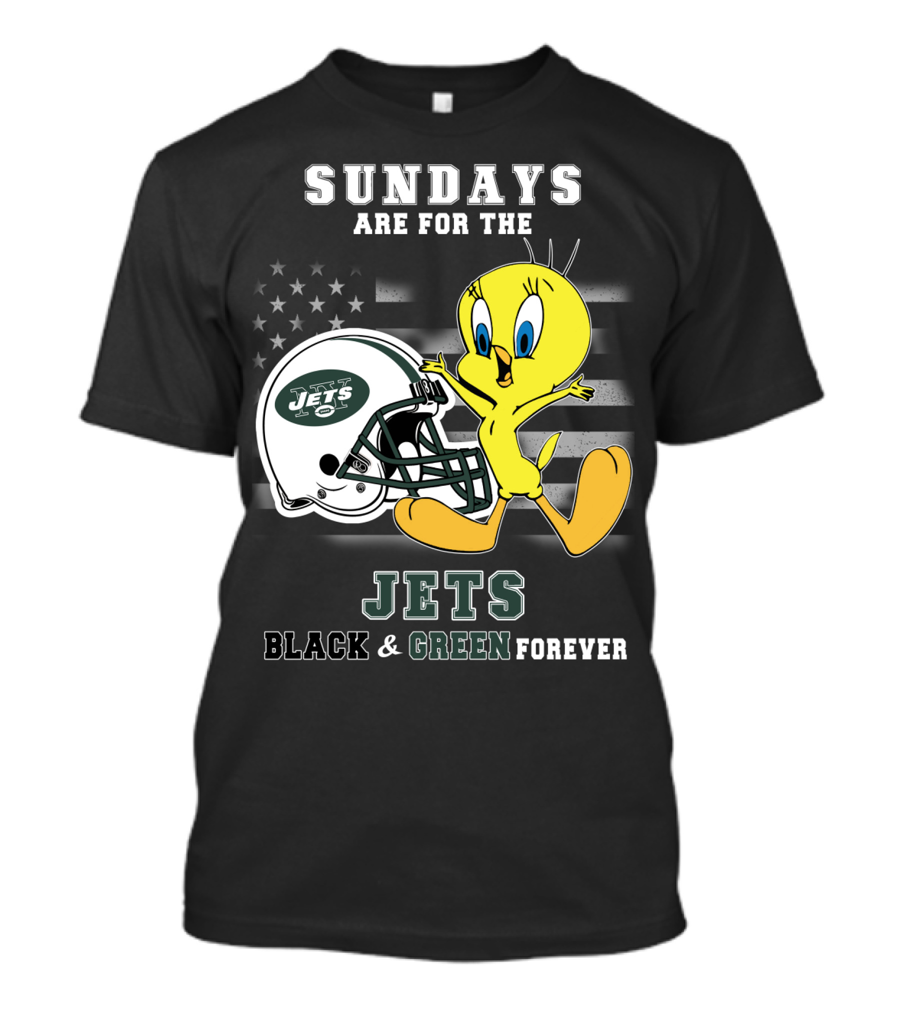 Sundays Are For The Jets Black & Green Forever Tweety T-Shirt