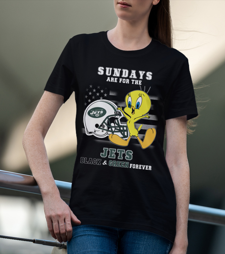 Sundays Are For The Jets Black & Green Forever Tweety T-Shirt