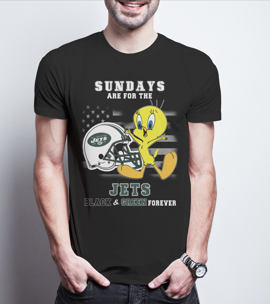 Sundays Are For The Jets Black & Green Forever Tweety T-Shirt
