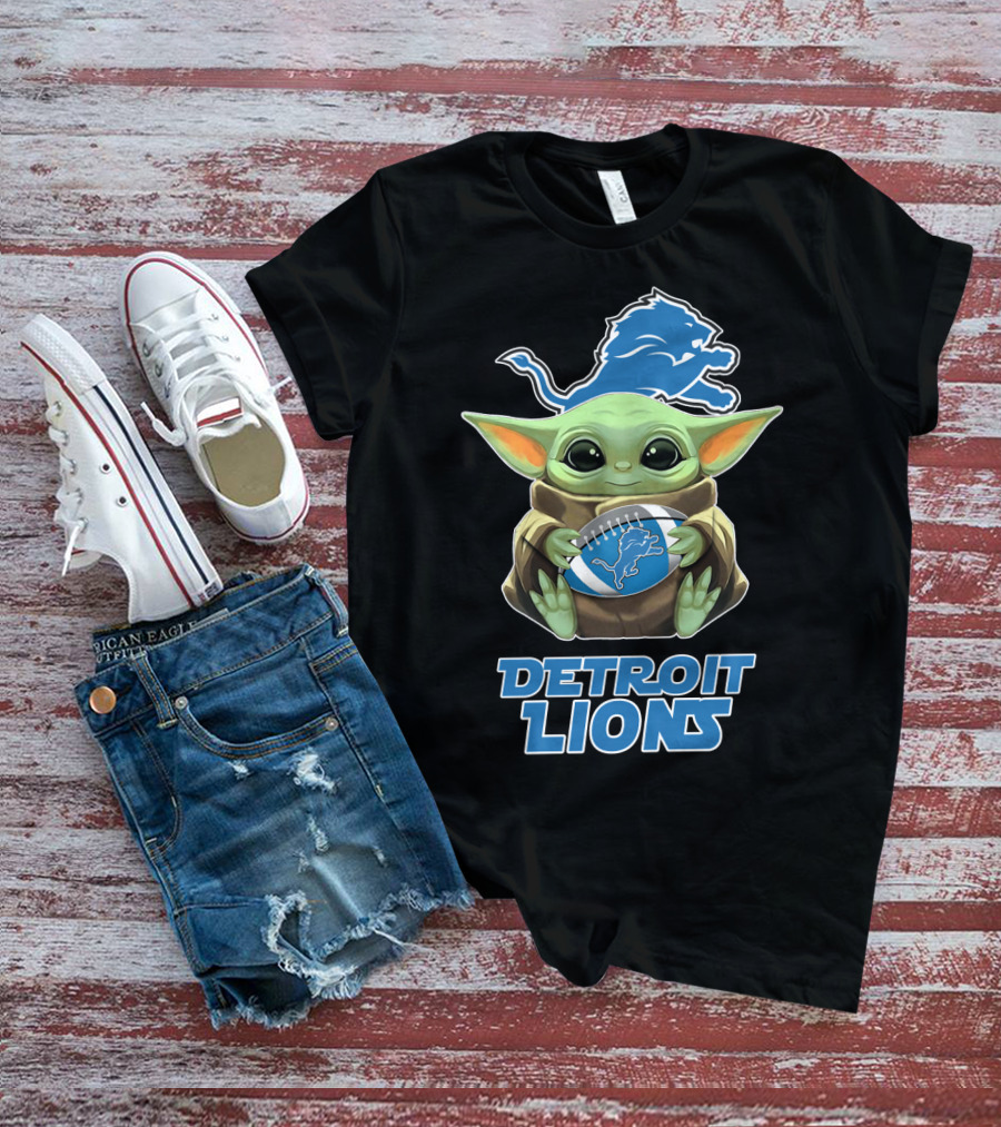 Detroit Lions Baby Yoda Football T-Shirt