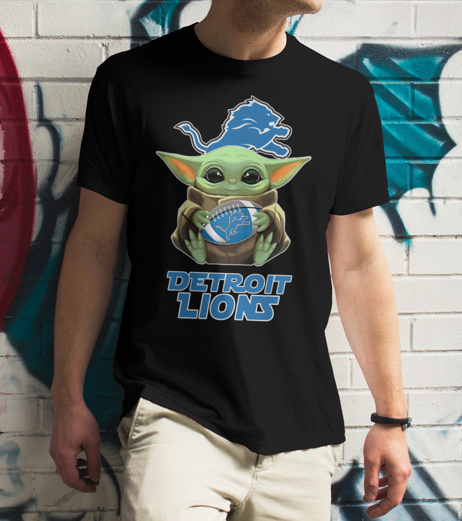 Detroit Lions Baby Yoda Football T-Shirt
