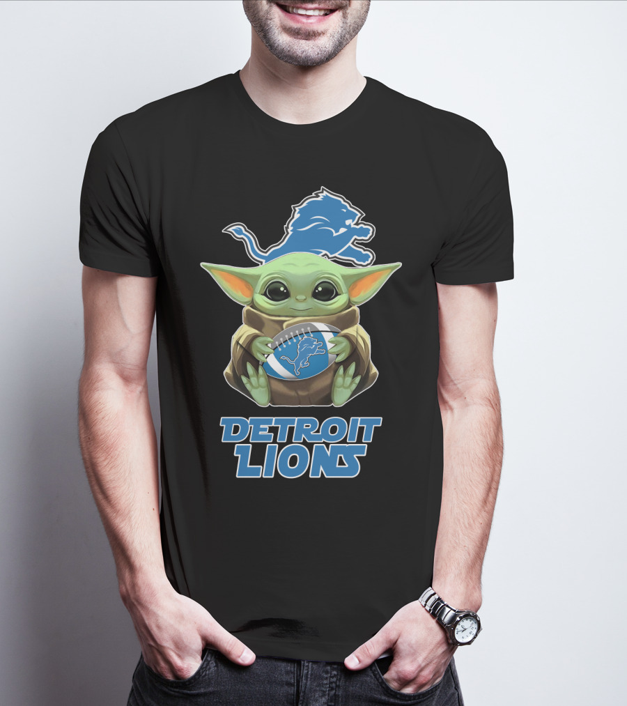 Detroit Lions Baby Yoda Football T-Shirt