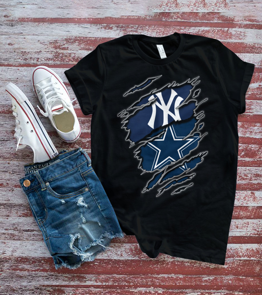 Ny Yankees Dallas Cowboys Fan Pride Fusion T-Shirt