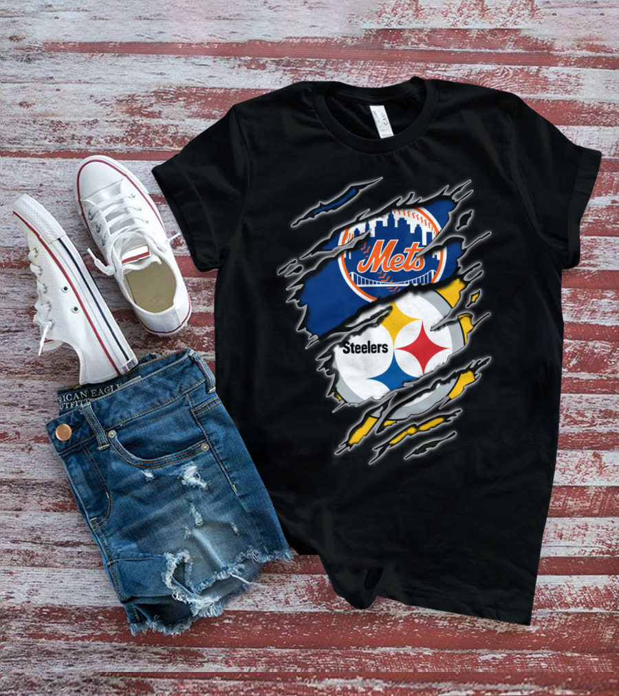 Mets Steelers Fan Crossover Logo T-Shirt