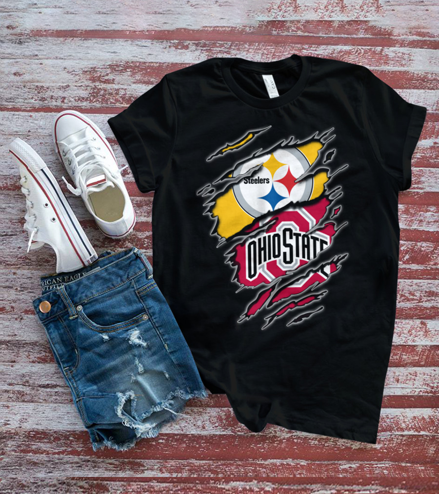 Steelers Ohio State Fan Crossover Claw Marks T-Shirt