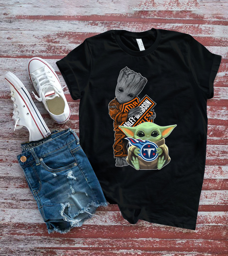 Groot Harley Davidson Baby Yoda Tennessee Titans T-Shirt