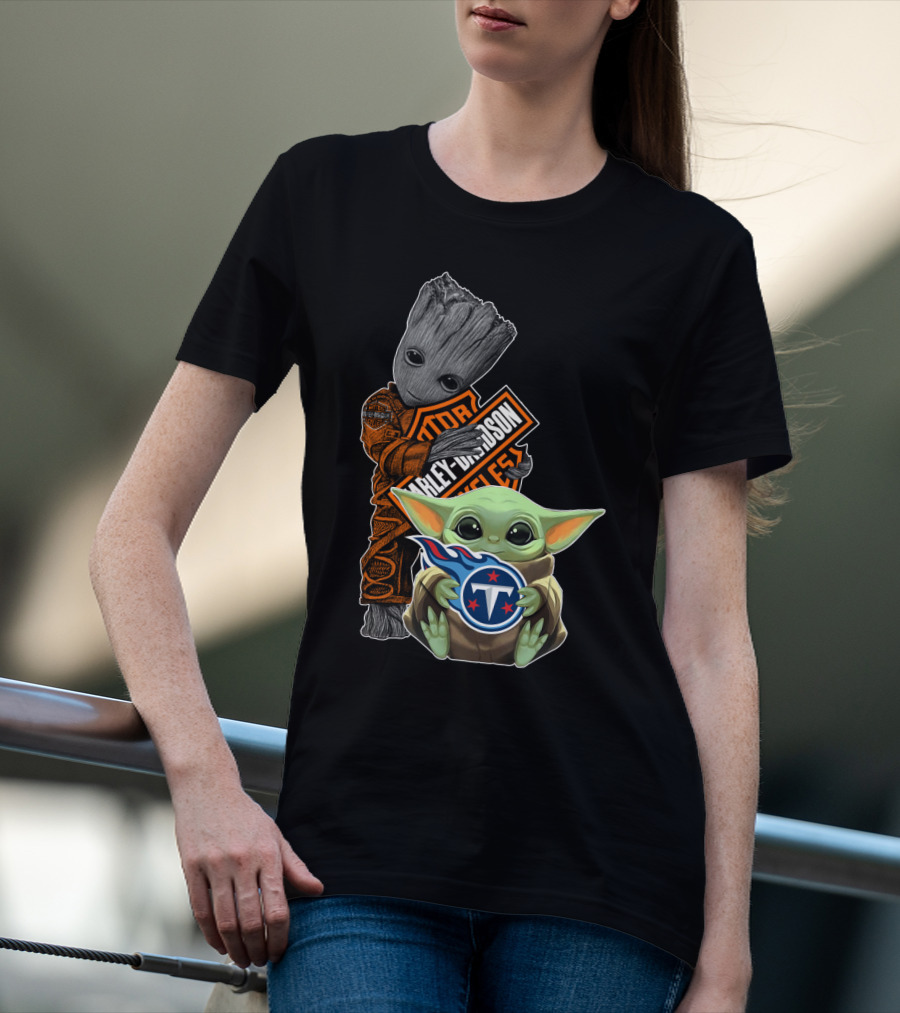 Groot Harley Davidson Baby Yoda Tennessee Titans T-Shirt