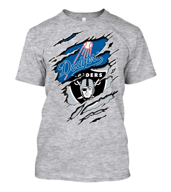 Dodgers Raiders Dual Logo Fan Tribute T-Shirt