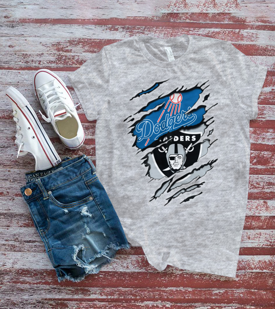 Dodgers Raiders Dual Logo Fan Tribute T-Shirt