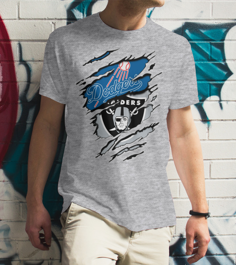 Dodgers Raiders Dual Logo Fan Tribute T-Shirt