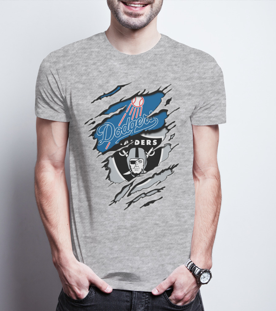 Dodgers Raiders Dual Logo Fan Tribute T-Shirt